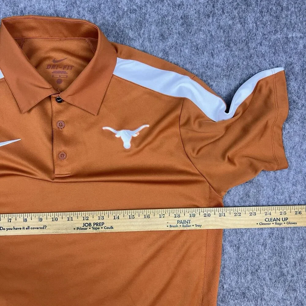 Nike Men's Texas Longhorns Polo Shirt Dri-Fit Orange Short Sleeve Golf Size M